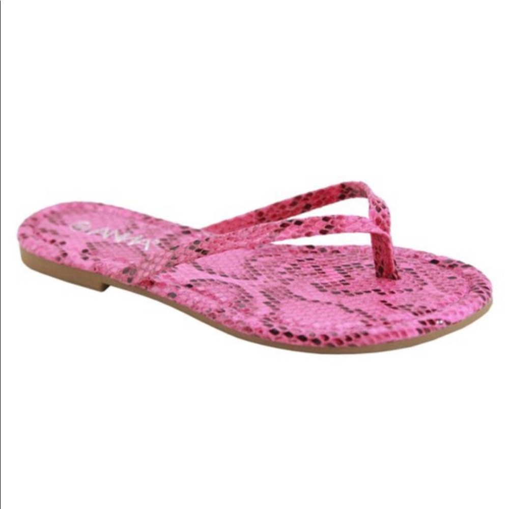 4PK - Hot Pink Snake Flip Flops